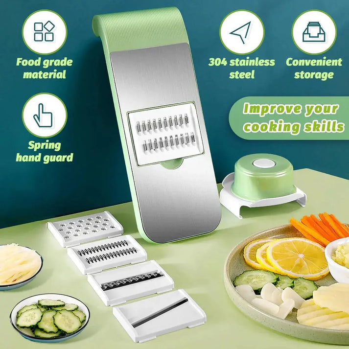 5-in-1 Stainless Steel Veg Cutter & Grater